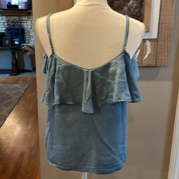 Old Navy Lyocell Denim Ruffle Top - Picture 5 of 7